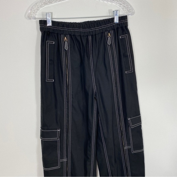 Burberry US 6 Maddie Zip Up Cargo Pants Black Contrast Stitch Zippers - Picture 7 of 16